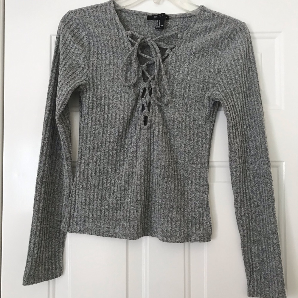 Forever 21 deep V tie-up long sleeve